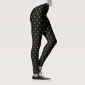 Gele polka stip op zwarte leggings (Rechts)