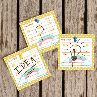 Gele polka stippen, leuke sterren & regenbogen 3"  post-it® notes