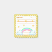 Gele polka stippen, leuke sterren & regenbogen 3" post-it® notes (Voorkant)