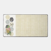 Gele polka stippen met honing kam accects bureaumat (Voorkant)