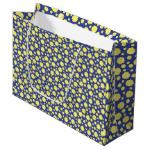 Gele polka stippen op blauw