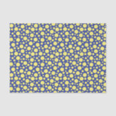 Gele polka stippen op blauw tissuepapier (Voorkant)