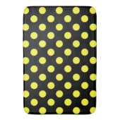 Gele polka-stippen op zwarte achtergrond badmat (Voorkant Verticaal)