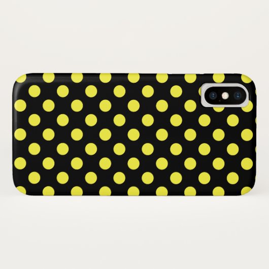 Gele polka-stippen op zwarte achtergrond Case-Mate iPhone case (Achterkant (horizontaal))