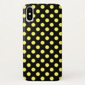 Gele polka-stippen op zwarte achtergrond Case-Mate iPhone case (Achterkant)