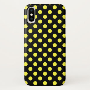 Gele polka-stippen op zwarte achtergrond Case-Mate iPhone case