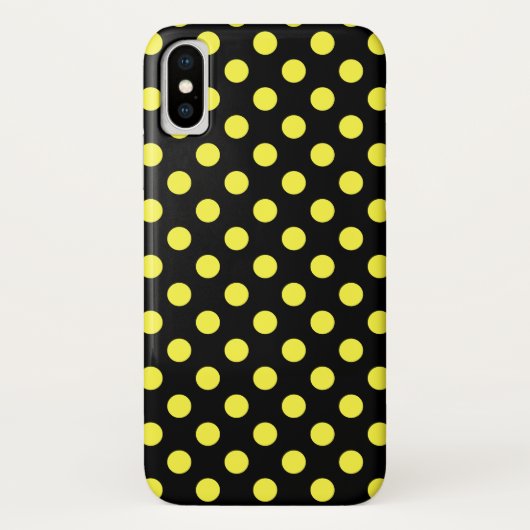 Gele polka-stippen op zwarte achtergrond Case-Mate iPhone case (Achterkant)
