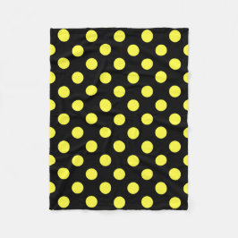 Gele polka-stippen op zwarte achtergrond fleece deken