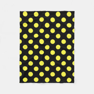 Gele polka-stippen op zwarte achtergrond fleece deken