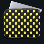 Gele polka-stippen op zwarte achtergrond laptop sleeve<br><div class="desc">Gele polka-stippen op zwarte achtergrond</div>