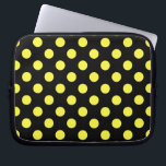 Gele polka-stippen op zwarte achtergrond laptop sleeve<br><div class="desc">Gele polka-stippen op zwarte achtergrond</div>