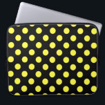 Gele polka-stippen op zwarte achtergrond laptop sleeve<br><div class="desc">Gele polka-stippen op zwarte achtergrond</div>