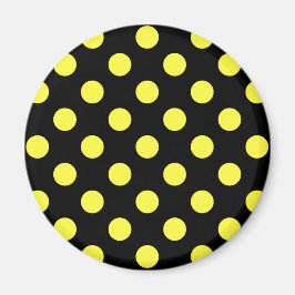 Gele polka-stippen op zwarte achtergrond magneet