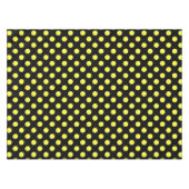 Gele polka-stippen op zwarte achtergrond tafelkleed (Voorkant (Horizontaal))