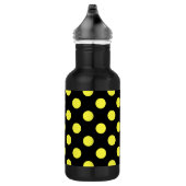 Gele polka-stippen op zwarte achtergrond waterfles (Rechts)