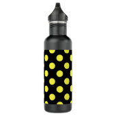 Gele polka-stippen op zwarte achtergrond waterfles  (Rechts)
