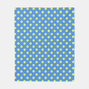 Gele polka stippen patroon op blauwe achtergrond fleece deken