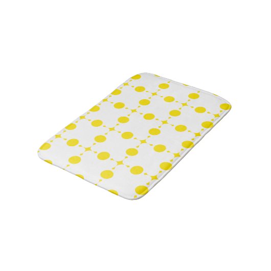 Gele polka stippen, polka stippenpatroon, stippen, badmat (Gekanteld)