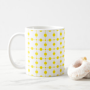 Gele polka stippen, polka stippenpatroon, stippen, koffiemok