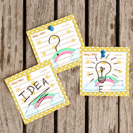 Gele polka-stippen, schattige sterren en regenboge post-it® notes