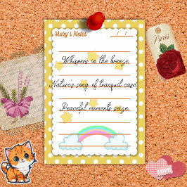 Gele polka-stippen, schattige sterren en regenboge post-it® notes