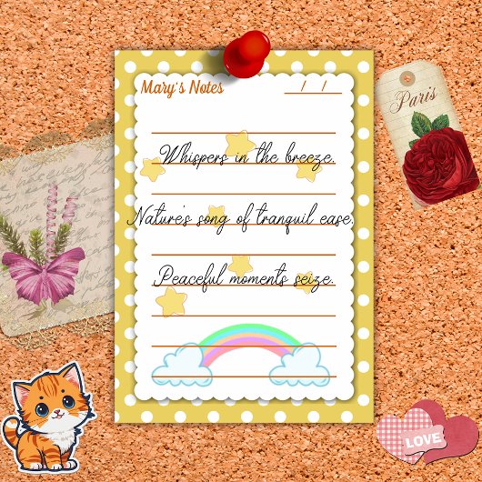 Gele polka-stippen, schattige sterren en regenboge post-it® notes