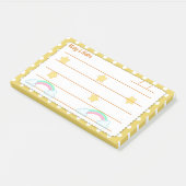 Gele polka stippen, schattige sterren & regenbogen post-it® notes (Schuin)