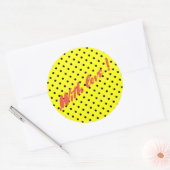 Gele polkadop ronde sticker (Envelop)