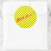 Gele polkadop ronde sticker (Tas)