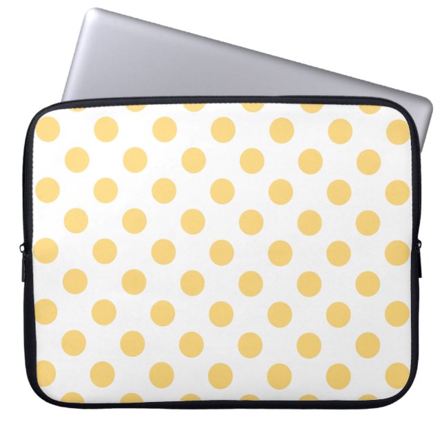 Gele polkadots laptop sleeve (Voorkant)