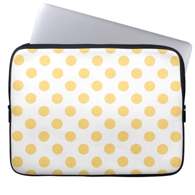 Gele polkadots laptop sleeve (Voorkant)