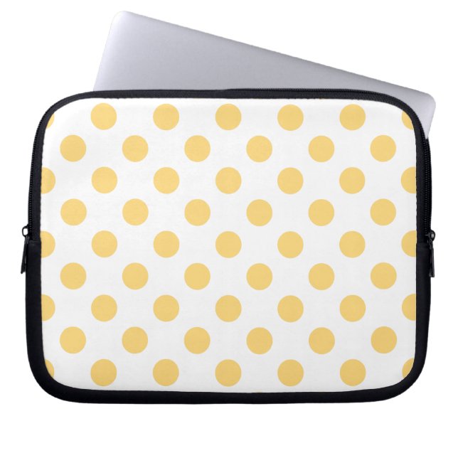 Gele polkadots laptop sleeve (Voorkant)