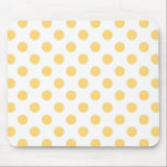 Gele polkadots muismat<br><div class="desc">Gele polkadots op witte achtergrond</div>