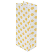 Gele polkadots wijn cadeautas (Voorkant Gekanteld)