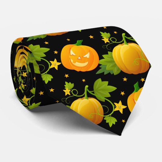 Gele pompoen Jack o Lantern Halloween Stropdas (Opgerold)