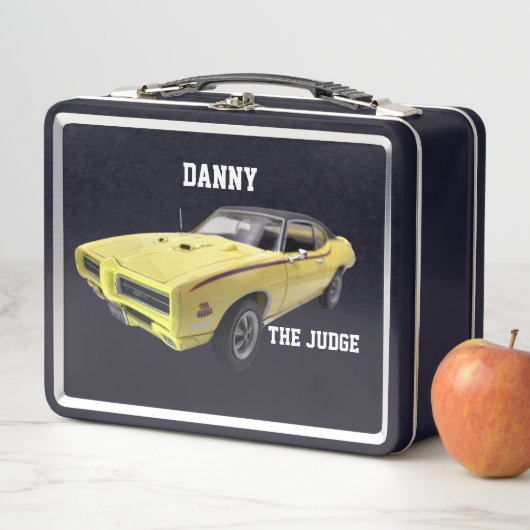 Gele Pontiac GTO - rechter Metal Lunch Box (In situ)