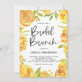 Gele pony en Roos Floral Wreath Bridal Brunch Kaart