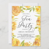 Gele pony en Roos Floral Wreath Tea Party Kaart (Voorkant)