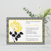 Gele pony met Black Damask Vrijgezellenfeest Kaart (Staand voorkant)