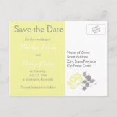 Gele pony op White Save the Date Briefkaart (Achterkant)