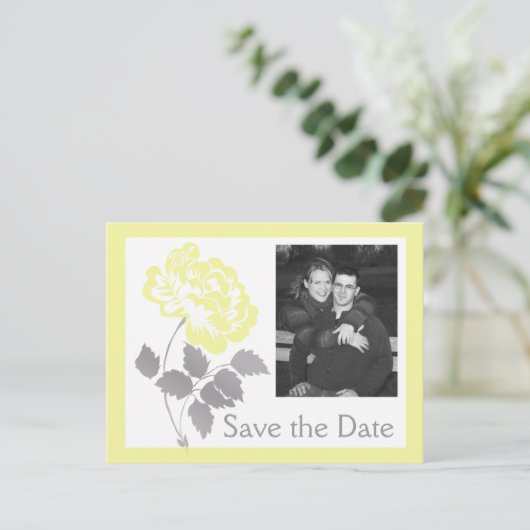 Gele pony op White Save the Date Briefkaart (Staand voorkant)
