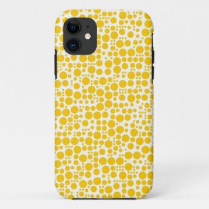 Gele Poolse stippen op witte achtergrond iPhone 11 Hoesje