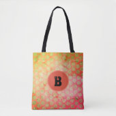 Gele Poolse stippen, rood en groen met monogram Tote Bag (Voorkant)