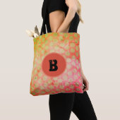Gele Poolse stippen, rood en groen met monogram Tote Bag (Dichtbij)