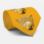 Gele Pop Art Basketbal Neckwear Stropdas (Opgerold)