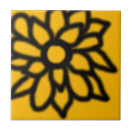 Gele Pop Art Bloemtegel Tegeltje