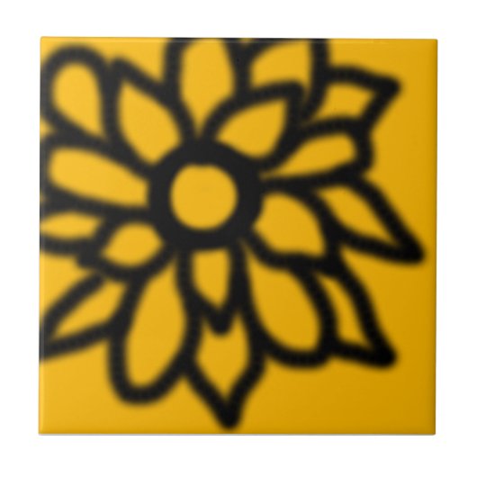 Gele Pop Art Bloemtegel Tegeltje (Voorkant)