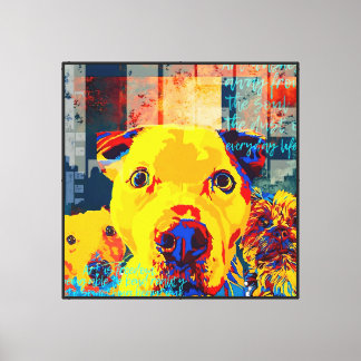 Gele Pop Art Hondenprint: Vrijheid & Inspiratie . Canvas Afdruk