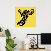Gele Pop Art Motocross Motorcyle Sport Poster (Thuiskantoor)