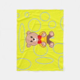 Gele popcorn anime teddybeer fleece deken